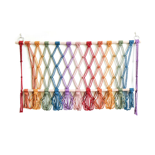 Multicolor Macrame Wall-Hanging Magazine Rack