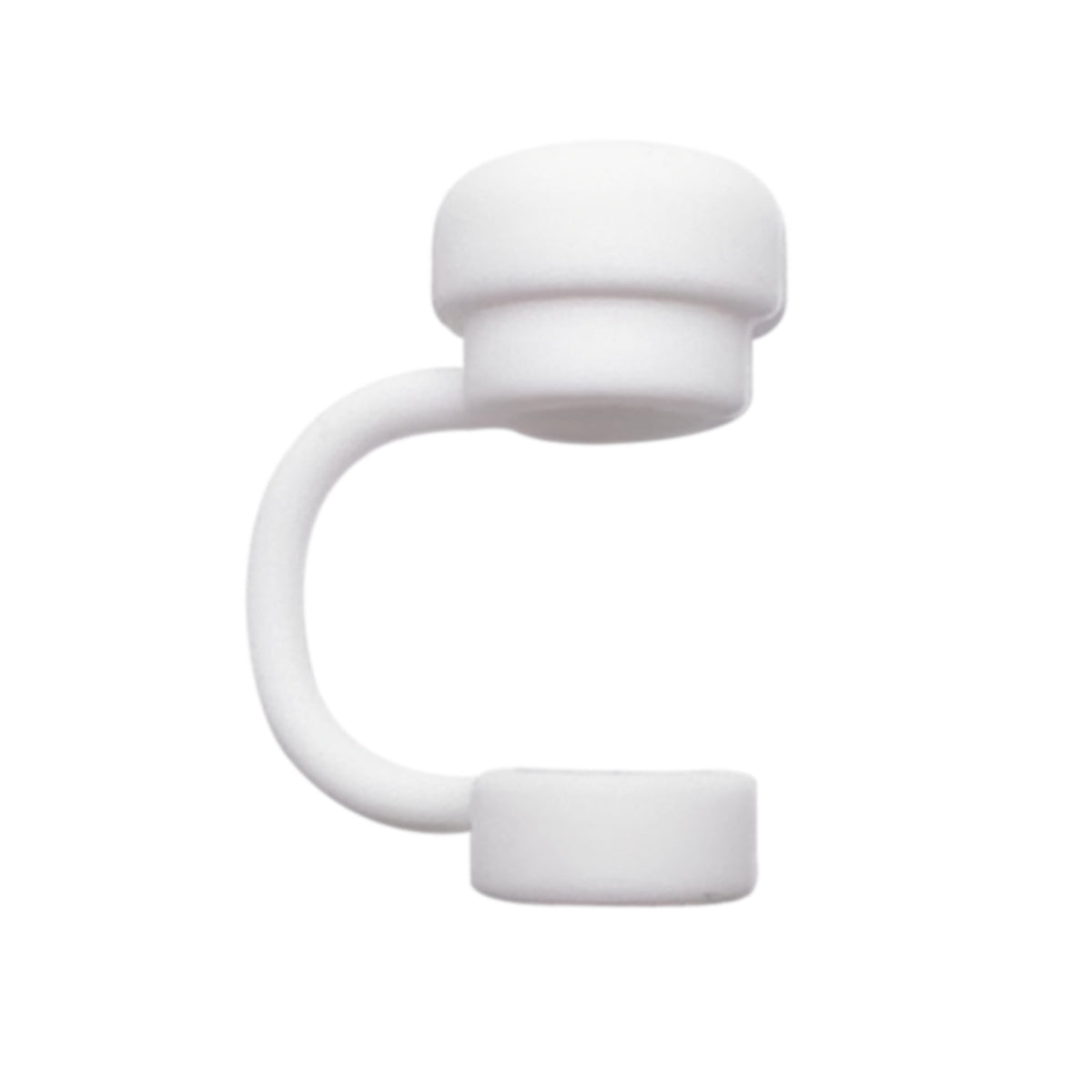 White Silicone Straw Cap with Retaining Loop