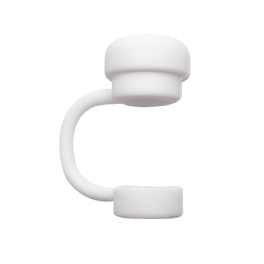 White Silicone Straw Cap with Retaining Loop